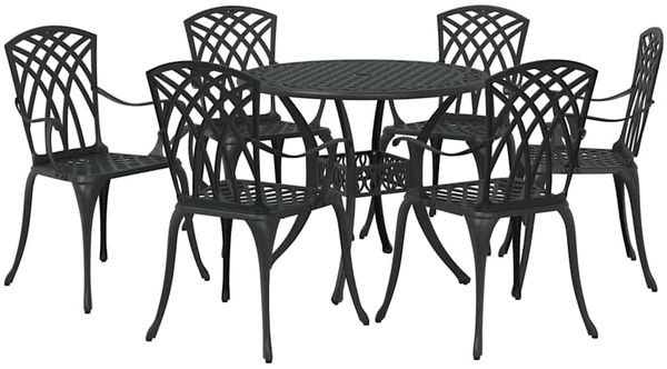 vidaXL Garten Essgruppe 7 pcs Schwarz Aluminium 3334721 Bild 7