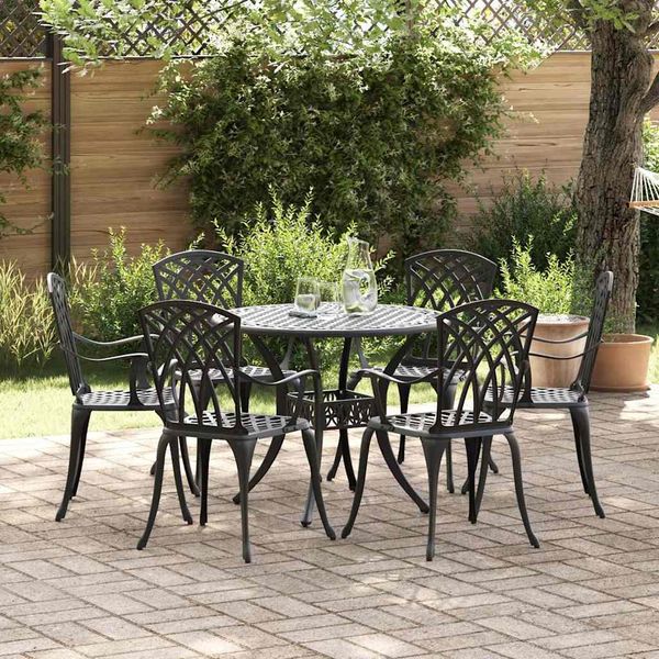 vidaXL Garten Essgruppe 7 pcs Schwarz Aluminium 3334721