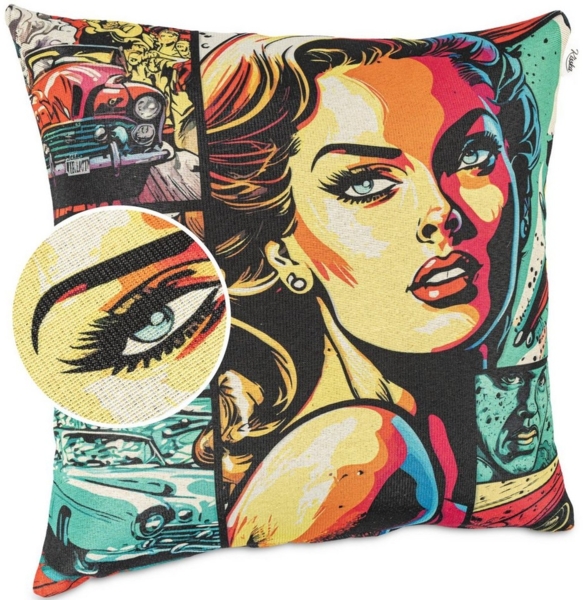 Kisska Dekokissen Kissenhülle mit oder ohne Füllung Designer Kissenbezug Zierkissen, Kissenhülle in 40x40cm Comic ohne Füllung aus Gobelin PopArt