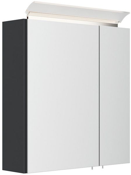 Lomadox Spiegelschrank BATLEY-02 60cm breit, grau LED-Leuchte, Kombibox