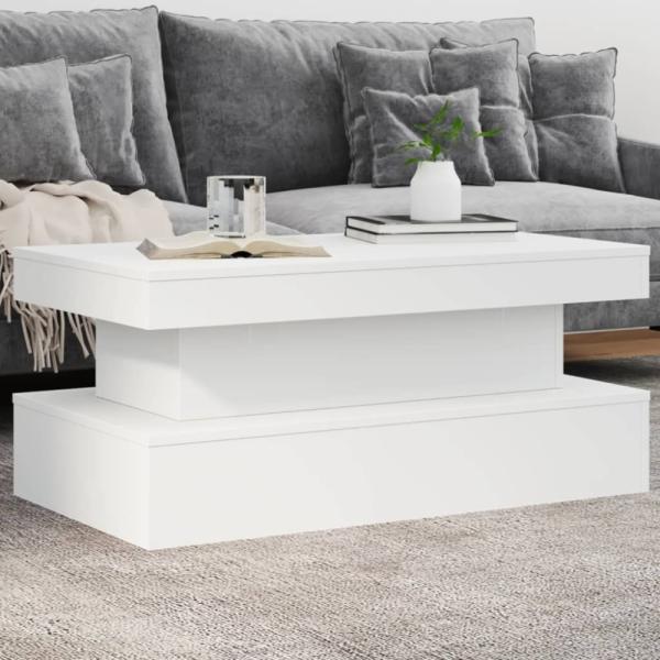 vidaXL Couchtisch mit LED-Leuchten Weiß 90x50x40 cm 839847