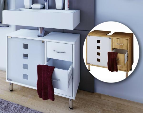 VCM Badmöbel Waschbeckenunterschrank Darola 911924 Weiß H. 58 x B. 67 x T. 30 cm