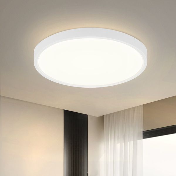 ZMH LED Deckenleuchte Flach Rund - 22CM Modern Weiß 4000K Neutralweiß Badlampe IP44 Wasserfest für Flur Balkon Wohnzimmer Schlafzimmer Küche