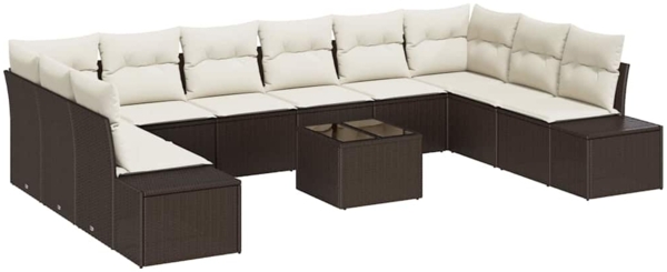 vidaXL Gartensofa-set mit Kissen 10 pcs Braun und Creme Polyrattan 3355917