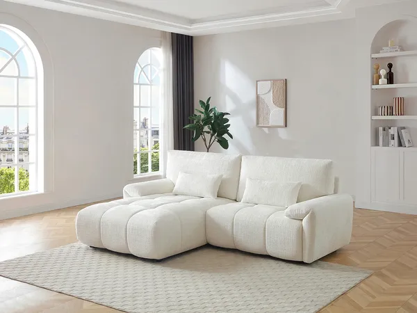 Vente-unique - ANELKO Sofa Stoff Weiß - B 171 cm x H 90 cm x L 242 cm