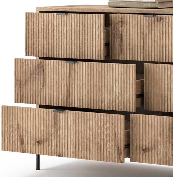Sideboard Eliza Viking Oak 42 x 81 cm mit 7 Schubladen Vicco Bild 6