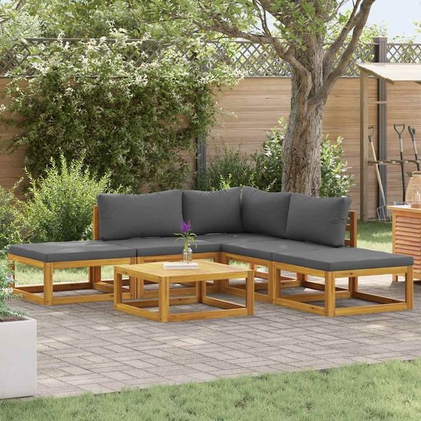 vidaXL 6-tlg. Garten-Lounge-Set mit Auflagen Massivholz Akazie 45913