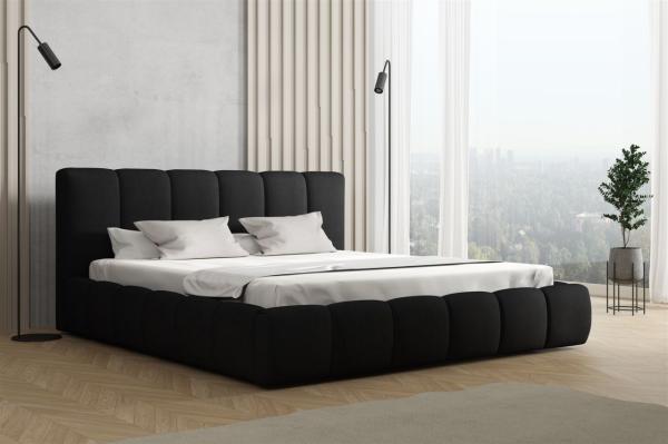 Polsterbett Doppelbett GIULIA Komplettset 180x200cm Stoff Magic Velvet Schwarz