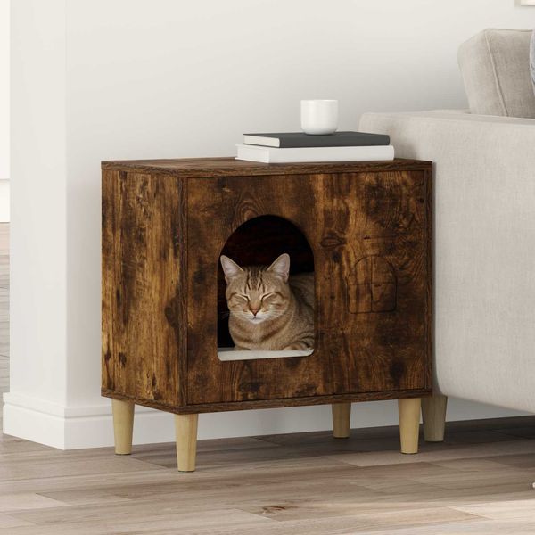 vidaXL Katzenhaus Geräucherte Eiche 51 x 30 x 52 cm Holzwerkstoff 8000667