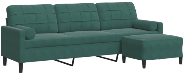 vidaXL 3-Sitzer-Sofa mit Hocker Dunkelgrün 210 cm Samt 3278279