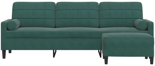 vidaXL 3-Sitzer-Sofa mit Hocker Dunkelgrün 210 cm Samt 3278279 Bild 3