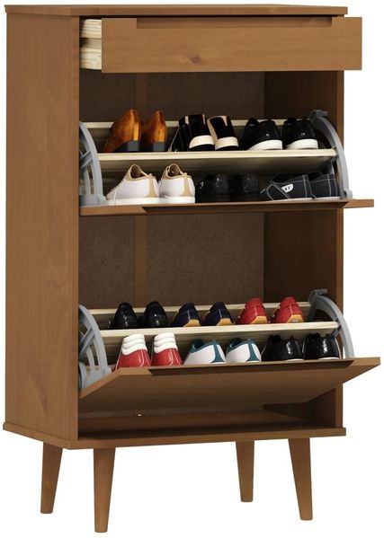 vidaXL Schuhschrank MOLDE Braun 59,5x35x103 cm Massivholz Kiefer 4013411 Bild 3