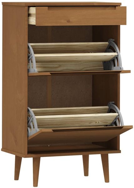 vidaXL Schuhschrank MOLDE Braun 59,5x35x103 cm Massivholz Kiefer 4013411 Bild 5