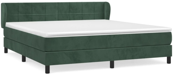 vidaXL Boxspringbett mit Matratze Dunkelgrün 160x200 cm Samt 3127502