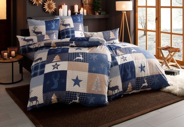 OTTO home Bettwäsche Nicholas, Biber, 2 teilig, Weihnachtsbettwäsche, Winter, in 3 Qualitäten verfügbar