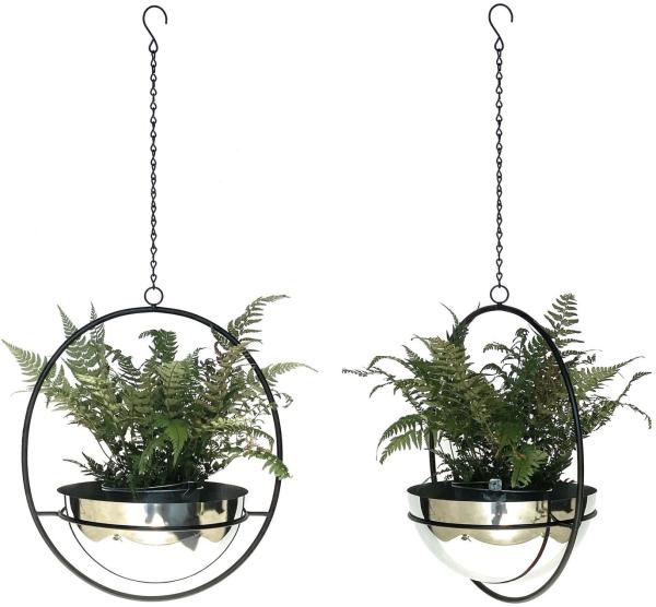 DanDiBo Blumenampel 2er Set Blumenhänger Innen Metall Wand Hängepflanzen 78 cm 96087 L (4 St), Dekoset mit Topf Silber Pflanzenhänger Topfhänger Blumentopfhänger