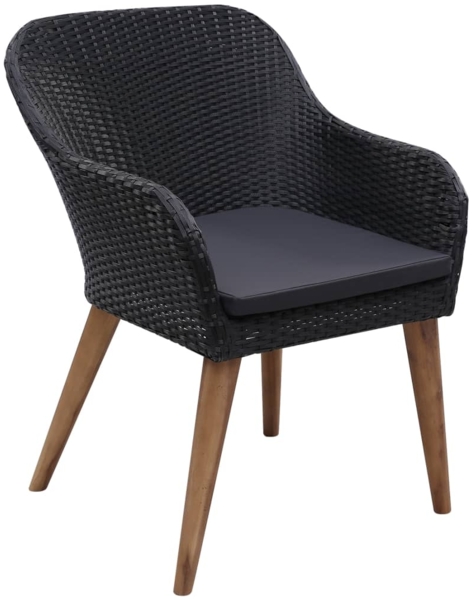 vidaXL Gartenstühle mit Polstern 2 Stk. Poly Rattan Schwarz 44153