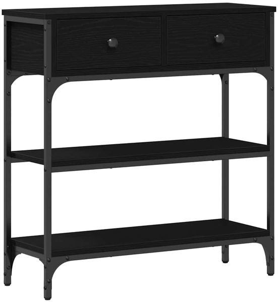 Konsolentisch, Beistelltisch, Konsole mit Regal Schwarz Eichen-Optik 72,5 x 25 x 75 cm