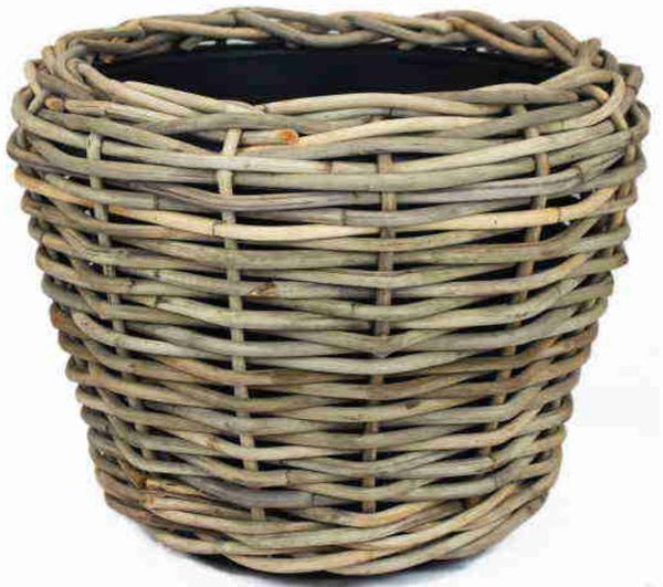 Van der Leeden Blumentopf Blumenkorb Pflanzkorb Topf 57x43cm Rattan Sylter Korb Drypot 60L (1 St), Indoor & Outdoor, Rattan, 60 L, Naturprodukt, incl. Kunststoffeimer