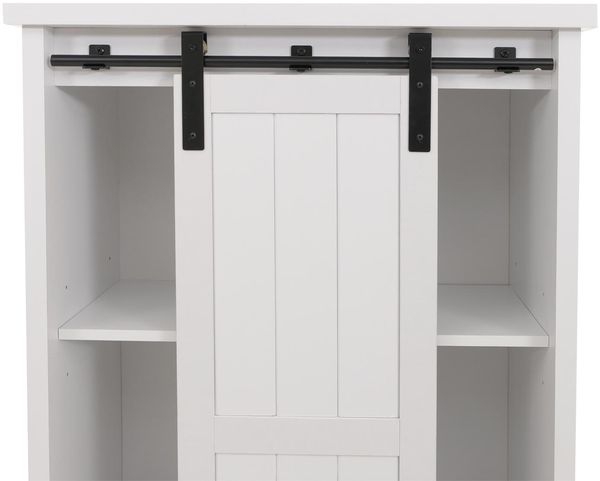 Schrank HWC-K75, Kommode Highboard, Schiebetüre 8 Staufächer, Holz-Optik Industrial Metall 163x76x38cm ~ weiß Bild 5