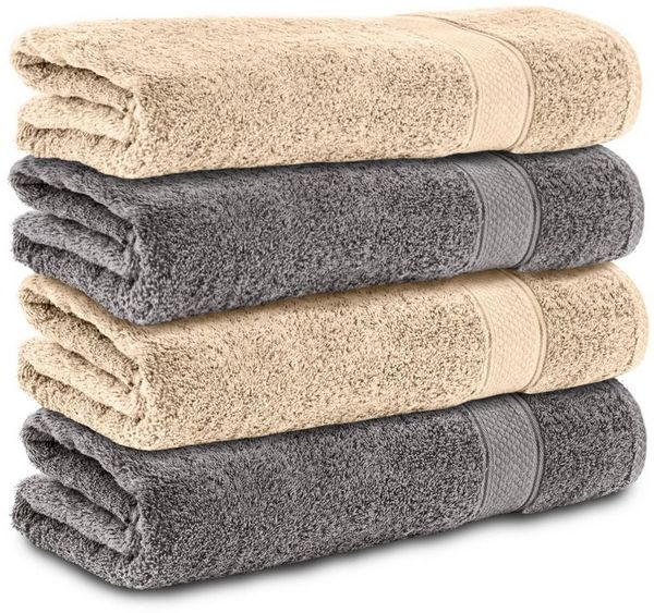 Komfortec Badetücher 100% Baumwolle, 470 g/m², Frottee (4-St), Handtücher 70x140 cm Set, Weich