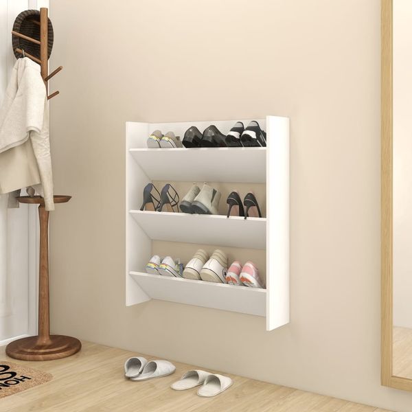 vidaXL Wand-Schuhschrank Weiß 80x18x90 cm Holzwerkstoff 806777