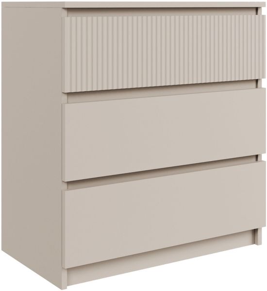 Selsey 'Sandia' Kommode mit drei Schubladen und geriffelter Front Kaschmirgrau, 70 cm