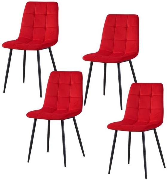 HTI-Living Polsterstuhl Esszimmerstuhl 4er Set Rot Mesa (Set, 4 St), Küchenstuhl mit Samtbezug Bild 1