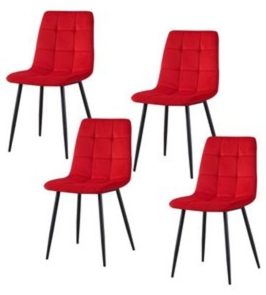 HTI-Living Polsterstuhl Esszimmerstuhl 4er Set Rot Mesa (Set, 4 St), Küchenstuhl mit Samtbezug Bild 4