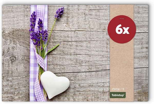 matches21 HOME & HOBBY Platzset Abwaschbare Tischsets 6er Set Landhaus-Stil Lavendel Holz-Optik, (6-St), Platzsets als Tisch-Untersetzer und Tisch-Deko für Esstisch Teller