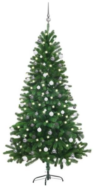 vidaXL Künstlicher Weihnachtsbaum mit LEDs & Kugeln 180 cm Grün, Mit Beleuchtung [3077727]