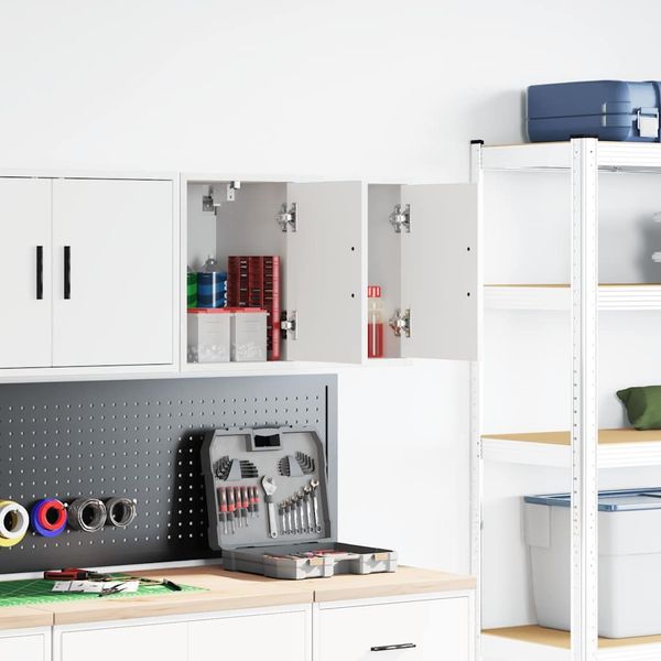 vidaXL Garagen-Wandschränke 2 Stk. Weiß Holzwerkstoff 860608