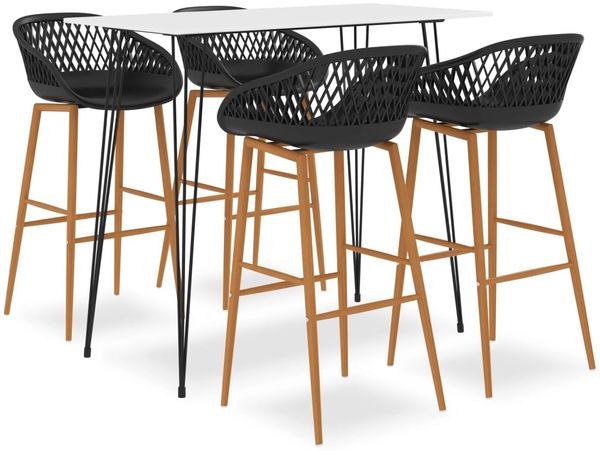 vidaXL 5-tlg. Bar-Set Weiß und Schwarz [3057406]