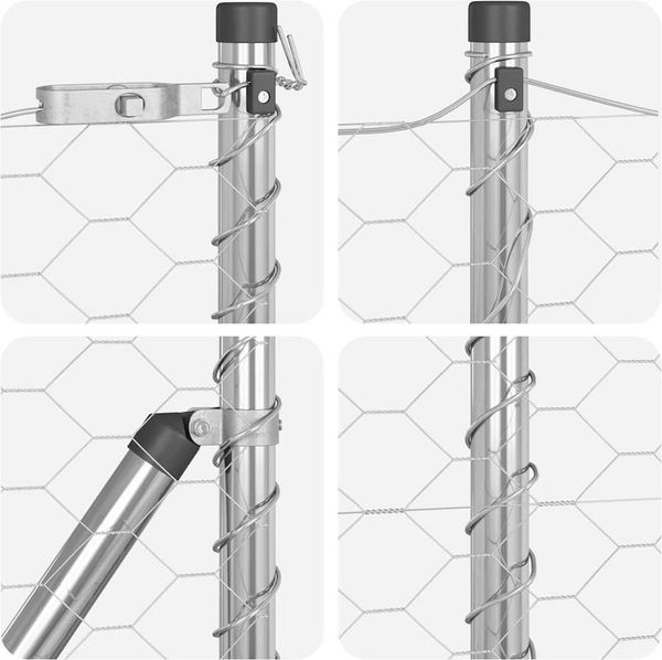 vidaXL Sechseckiger Zaun mit Pfosten 10 x 1 m Verzinkter Stahl Silber 3353343 Bild 8
