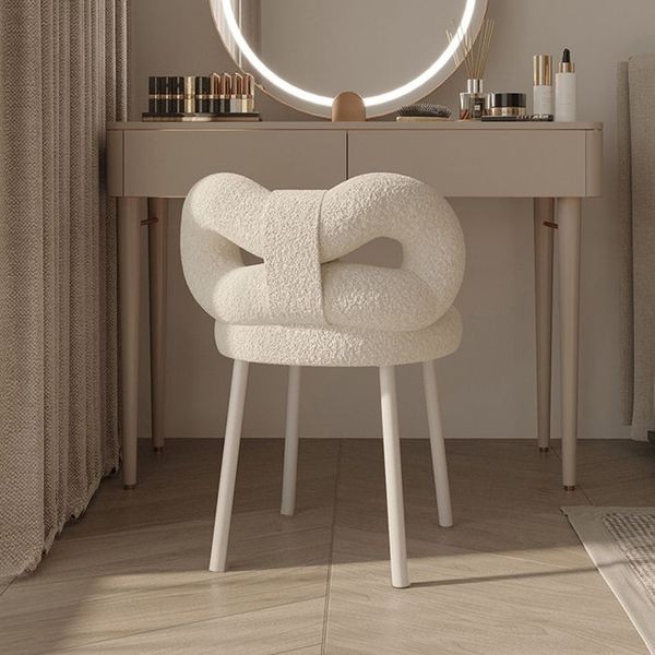 Nosicp Schminkhocker, Kunstwolle, Modern und elegant, Luxuriöser Komfort, Weiß, 37 x 37 x 46 cm