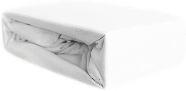 Jersey Spannbettlaken, 100% Baumwolle, 90-100x200 cm + 25 cm Rundumgummizug Weiß