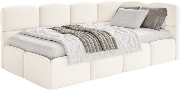 Selsey 'Cloudy' Jugendbett 90x200 mit Matratze, Kopfteil rechts, Creme