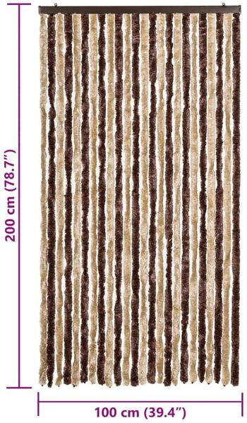 vidaXL Fliegenvorhang Beige und Hellbraun 100x200 cm Chenille 377367 Bild 7