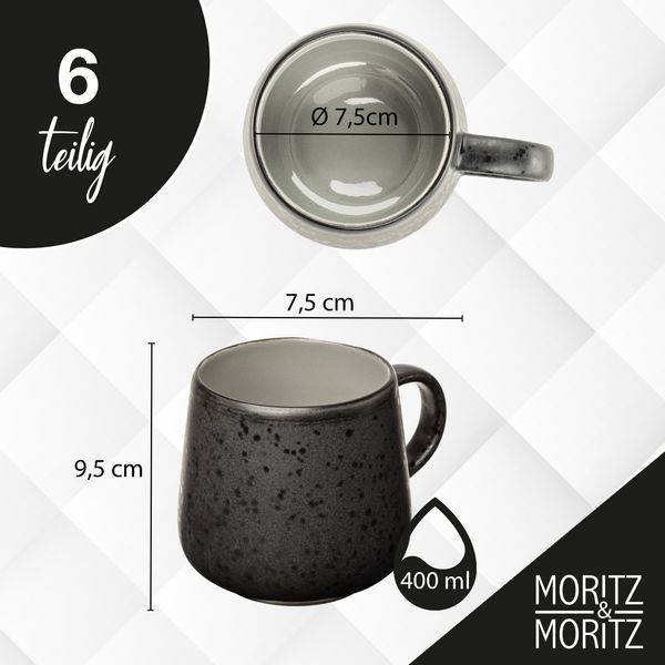 Moritz & Moritz SOLID UNI grau 6x Tassen Bild 2