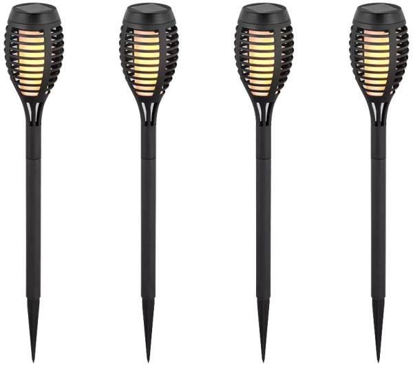 4er Set LED Solarleuchte, schwarz , H 50 cm