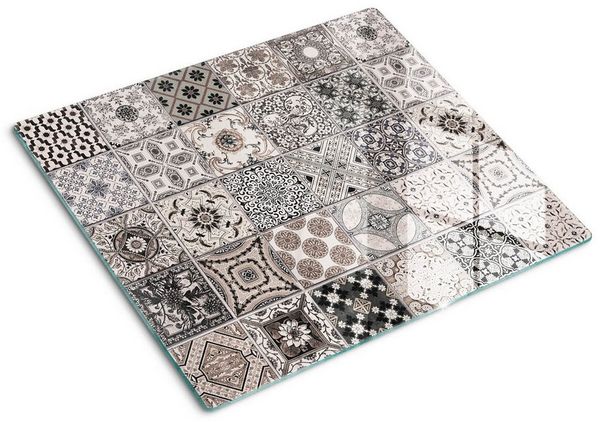 Tulup Schneidebrett Glas Spritzschutz Abdeckung Herdabdeckplatte Schutzplatte Fliesenmotiv, (1-St)