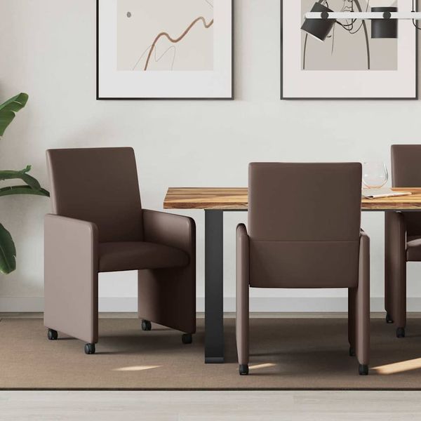 vidaXL Esszimmerstühle mit Rollen 2 pcs Braun 57 x 66 x 94 cm 42017818