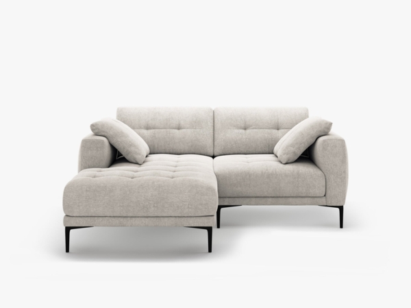 Micadoni Ecksofa Bemy 2-Sitzer Links Strukturierter Stoff Beige