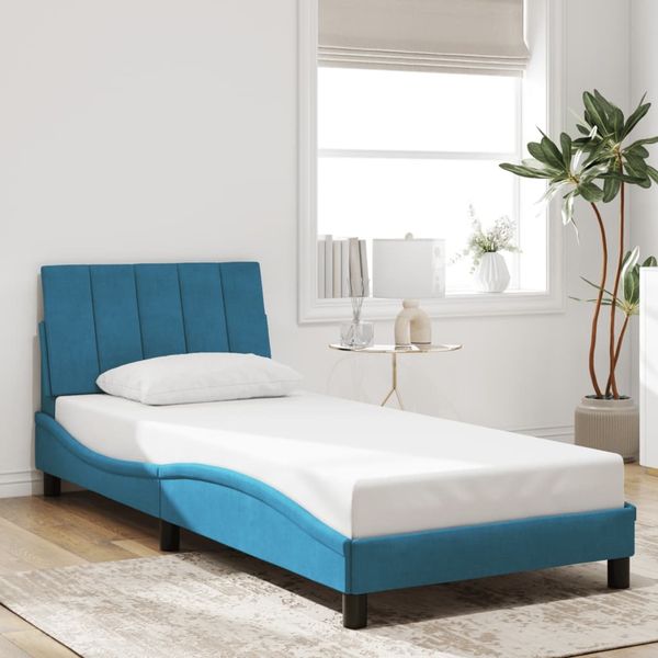 vidaXL Bettgestell ohne Matratze "Hanko" Blau 90x190 cm Samt 3207823