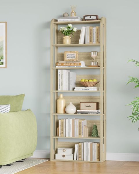 Bücherregal, 7-stöckiges bücherregal Holz, Buch Regal, Hölzernes Standregal für Schlafzimmer, Wohnzimmer und Arbeitszimmer 24 x 60 x 182 cm Eichefarben