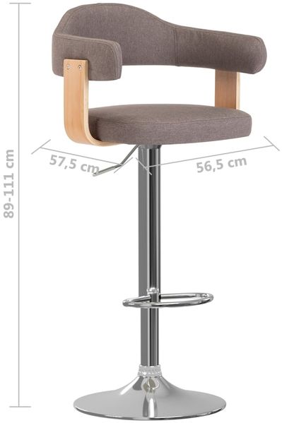vidaXL 2 Stk. Barhocker Bugholz und Stoff Taupe 327339 Bild 8