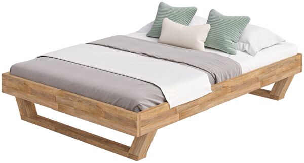 skølm 'Nornir' Bett 140x200 cm, Bettgestell, natur geölt, Massivholzbett aus Eiche mit Holzkufen, Doppelbett ohne Bettkopf Bild 9