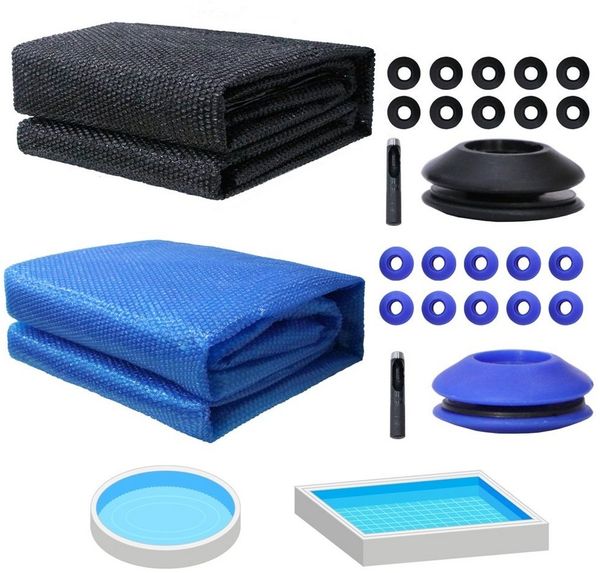 Melko Pool-Abdeckplane Solarfolie Solarplane Ösen Poolheizung Wärmeplane Poolabdeckung (Stück, Set bestehend aus Solarfolie mit 10 Ösen und Locheisen), aus PVC