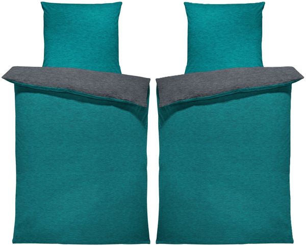 One Home Bettwäsche Wende Melange, Flanell, 4 teilig, meliert, Baumwolle kuschelig warm weich Biber Winter