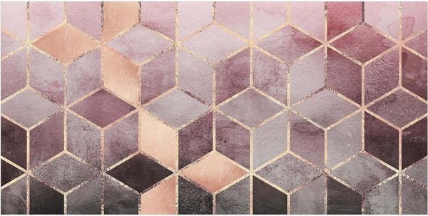 Bilderdepot24 Teppich Teppich Vinyl Flur Küche 3D Abstrakt funktional lang modern, Läufer - rosa glatt, nass wischbar (Schmutz, Tierhaare) Saugroboter & Bodenheizung geeignet